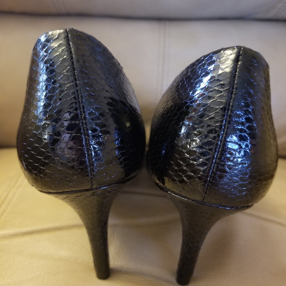 Black Fioni Peep Toe Heels - Picture 5 of 7